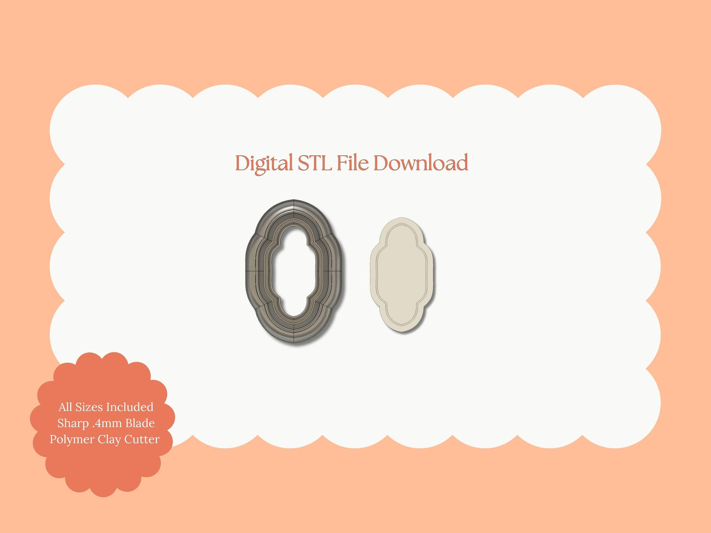 Embossed Elegant Shape No. 7 Clay Cutter | Elegant STL File for Polymer Clay Earrings and Handmade Fashion Accessories