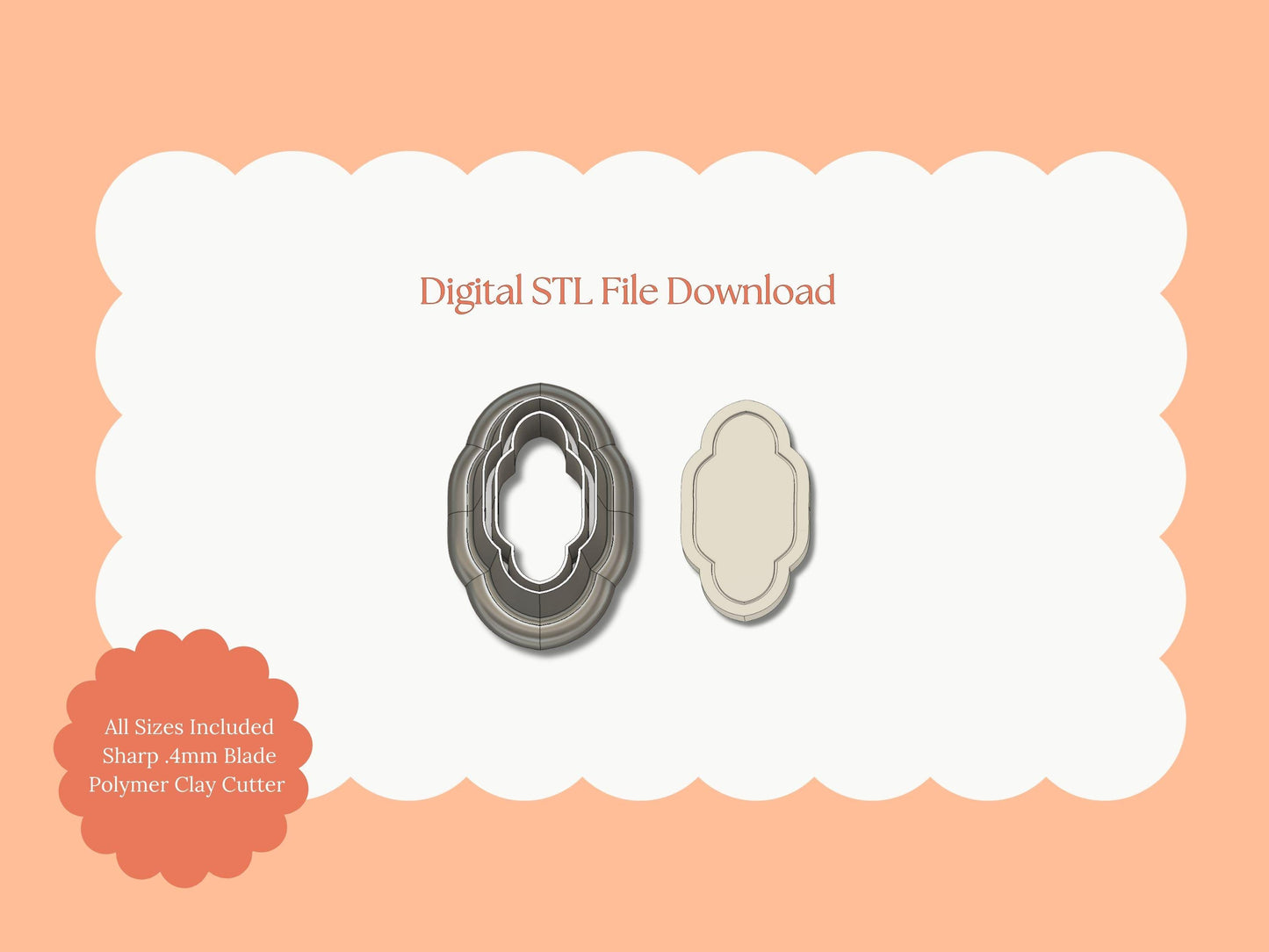 Embossed Elegant Shape No. 7 Clay Cutter | Elegant STL File for Polymer Clay Earrings and Handmade Fashion Accessories