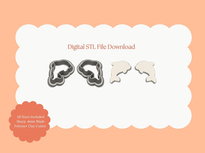 Dolphin No. 2 Clay Cutter | Dolphin No. 2 STL File – Digital Ocean Cutter for Sea Earrings & Beach Clay Crafts
