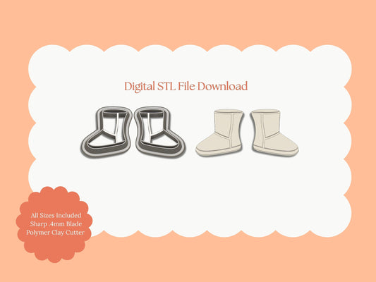 UGG Boot Pair Clay Cutter | UGG Boot STL File – Digital Cozy Winter Cutter for Cute Earrings & Fall Crafts