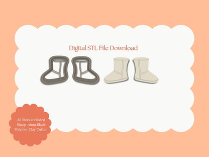 UGG Boot Pair Clay Cutter | UGG Boot STL File – Digital Cozy Winter Cutter for Cute Earrings & Fall Crafts