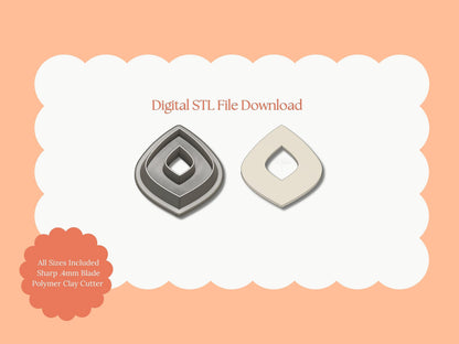 Donut Diamond Cutout Clay Cutter | Donut Diamond STL File – Digital Geometric Cutter for Unique Earrings & Modern Clay Crafts