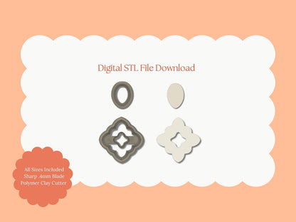 Elegant Dangle No. 1 Clay Cutter | Elegant Dangle STL File – Digital Statement Cutter for Fashion Earrings & Modern Clay Crafts