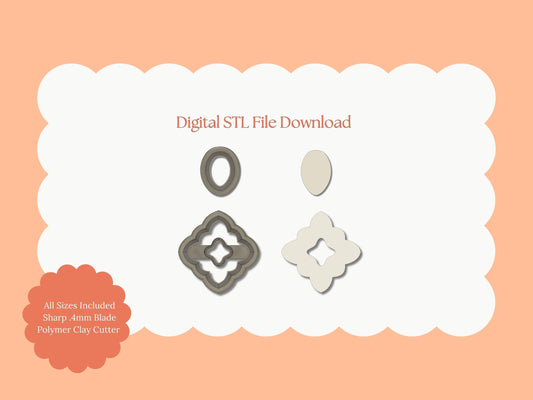 Elegant Dangle No. 1 Clay Cutter | Elegant Dangle STL File – Digital Statement Cutter for Fashion Earrings & Modern Clay Crafts