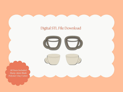 Coffee Cup No. 4 | Coffee Cup No. 4 STL File – Digital Barista Cutter for Cute Earrings & Coffee-Themed Clay Crafts