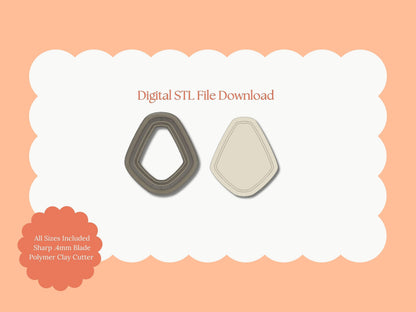 Embossed Rounded Diamond No. 2 Clay Cutter | Rounded Diamond STL File – Digital Geometric Cutter for Elegant Earrings & Modern Clay Crafts