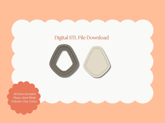 Embossed Rounded Diamond No. 2 Clay Cutter | Rounded Diamond STL File – Digital Geometric Cutter for Elegant Earrings & Modern Clay Crafts