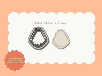 Embossed Rounded Diamond No. 2 Clay Cutter | Rounded Diamond STL File – Digital Geometric Cutter for Elegant Earrings & Modern Clay Crafts