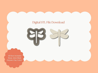 Dragonfly Clay Cutter | Dragonfly STL File – Digital Nature Cutter for Insect Earrings & Elegant Clay Crafts
