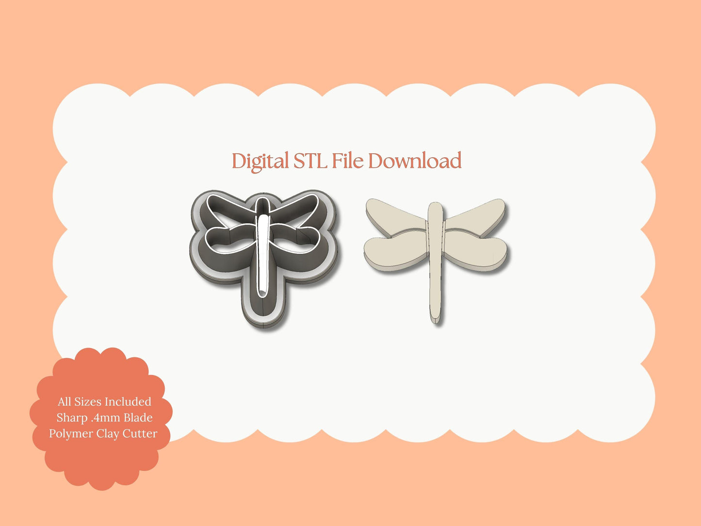 Dragonfly Clay Cutter | Dragonfly STL File – Digital Nature Cutter for Insect Earrings & Elegant Clay Crafts