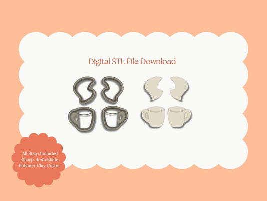 Steaming Cup of Cocoa Clay Cutter | Steaming Cocoa STL File – Digital Winter Cutter for Cozy Earrings & Hot Drink Clay Crafts
