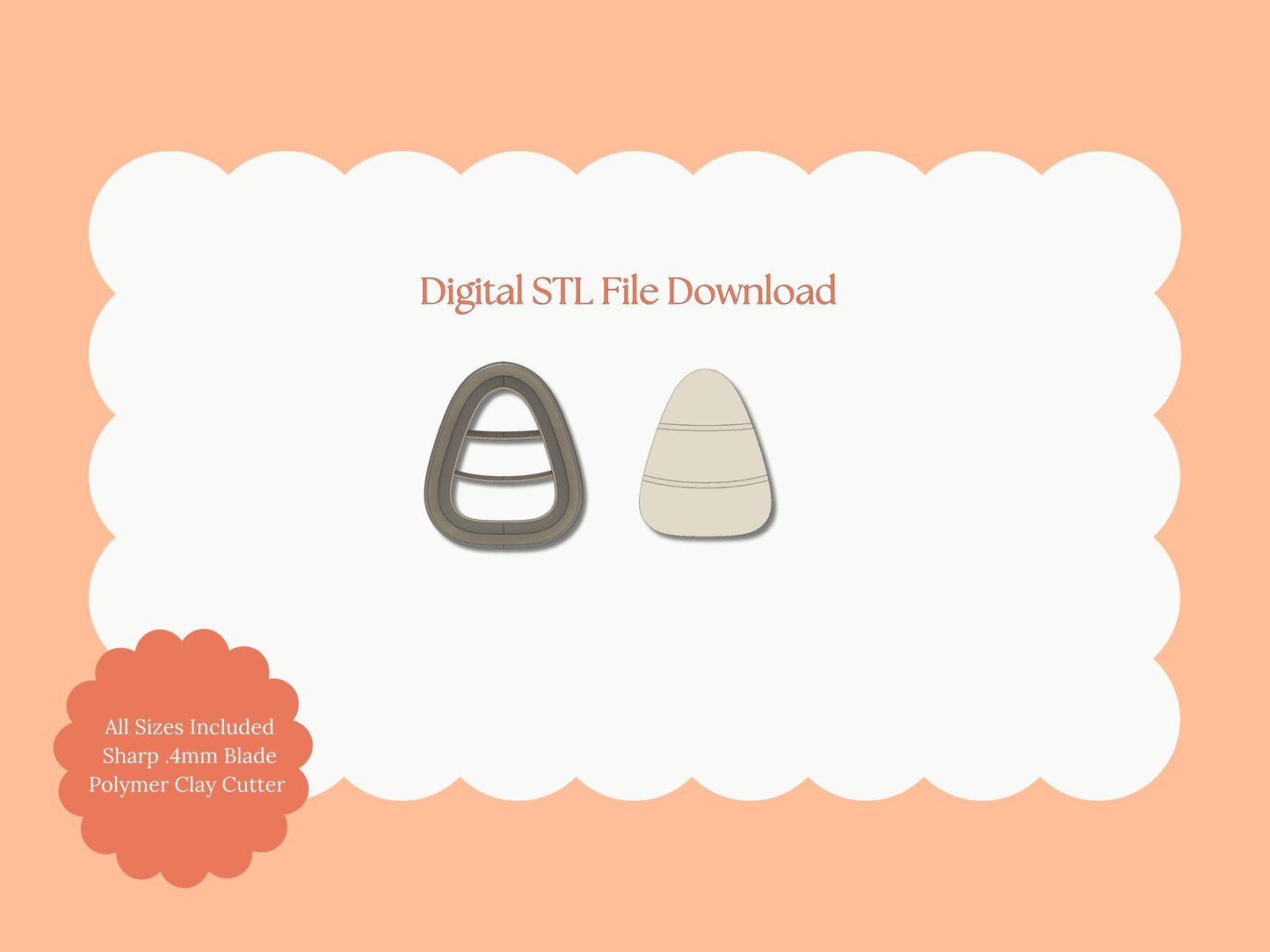 Candy Corn Clay Cutter | Candy Corn STL File – Digital Halloween Cutter for Cute Earrings & Sweet Clay Crafts