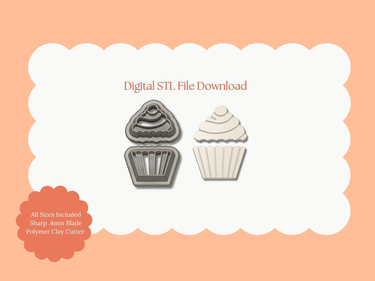 Cupcake No. 2 Clay Cutter | Cupcake No. 2 STL File – Digital Dessert Cutter for Sweet Earrings & Cute Clay Crafts