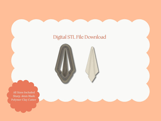 Embossed Abstract Diamond Shape Clay Cutter |  STL File – Digital Geometric Cutter for Modern Earrings & Elegant Clay Crafts