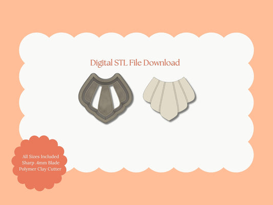 Embossed Abstract Shell Shape Clay Cutter | Abstract Shell STL File – Digital Beach Cutter for Elegant Earrings & Chic Clay Crafts