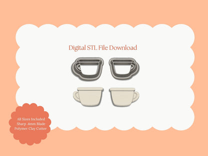 Cocoa Mug No. 3 Clay Cutter | Cocoa Mug No. 3 STL File – Digital Cozy Cutter for Winter Earrings & Hot Chocolate Clay Crafts