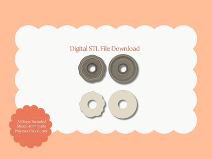 Donut No. 3 Clay Cutter | Donut No. 3 STL File – Digital Food Cutter for Cute Earrings & Sweet Clay Crafts