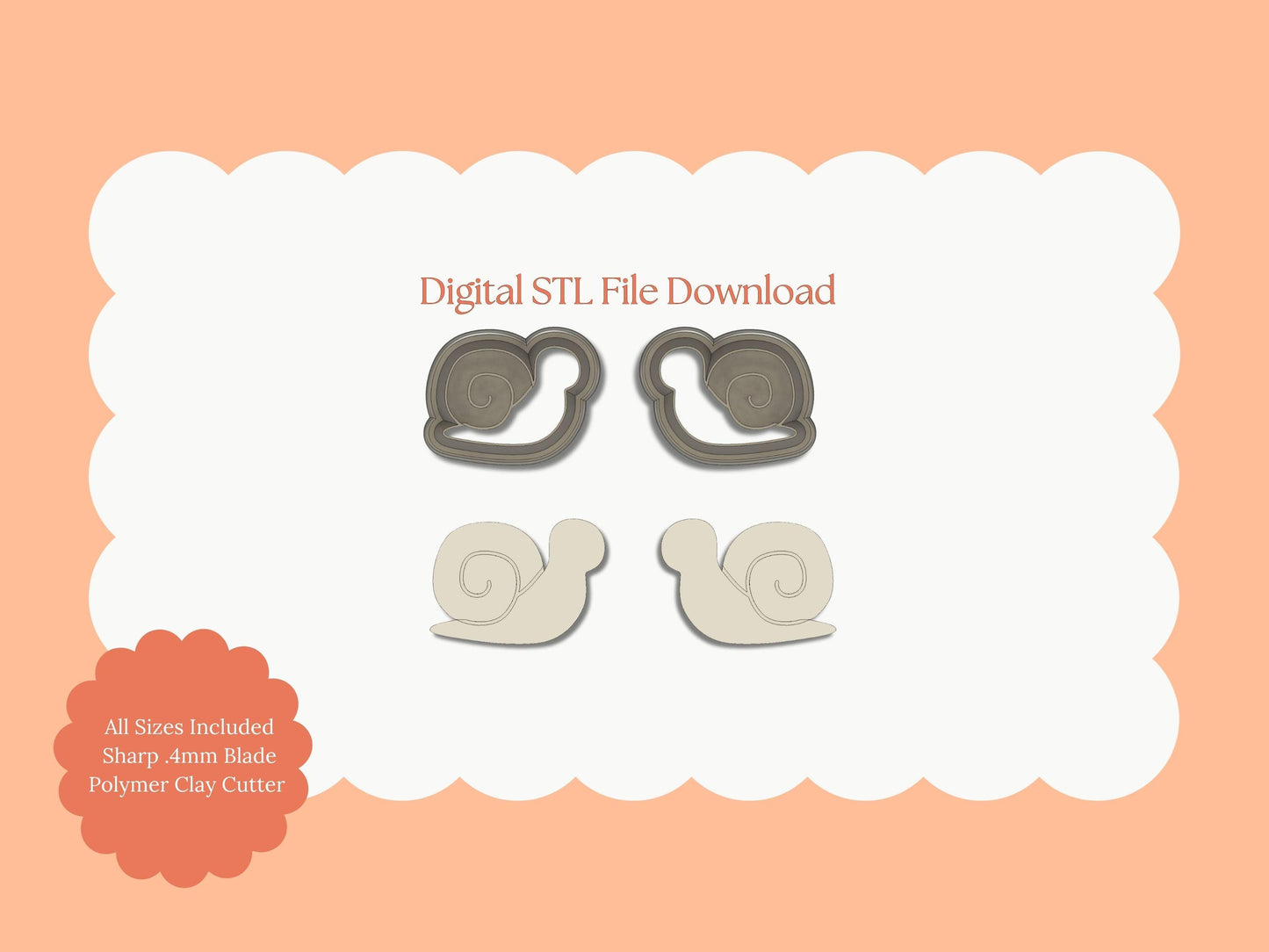 Garden Snail Clay Cutter | Garden Snail STL File – Digital Nature Cutter for Cute Snail Earrings & DIY Garden Crafts