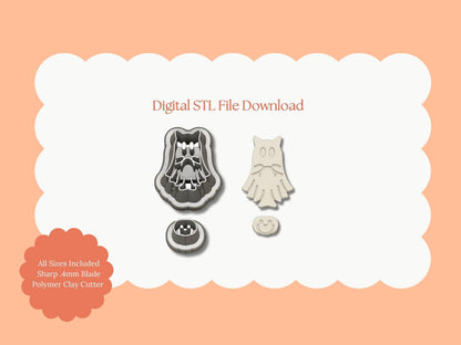 Ghost Cat Clay Cutter | Ghost Cat STL File – Digital Halloween Cutter for Spooky Cat Earrings & Haunted Crafts