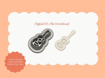 Guitar Clay Cutter | Guitar STL File – Digital Music Cutter for Rock Earrings and Festival-Themed Crafts