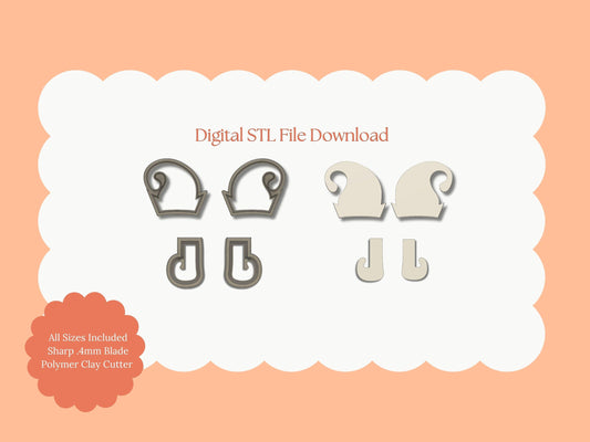 Elf Hat and Boots Clay Cutter Set | Elf Hat and Boots STL File – Digital Christmas Cutters for Santa Helper Earrings & Festive Crafts