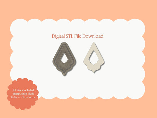 Elegant Diamond Dangle Clay Cutter | Diamond Dangle STL File – Digital Statement Cutter for Chic Earrings & Elegant Clay Crafts