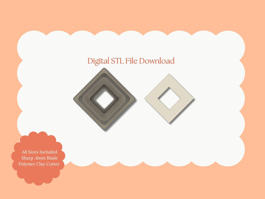 Diamond Cutout Dangle Clay Cutter | Diamond Cutout STL File – Digital Statement Cutter for Chic Earrings & Elegant Clay Crafts