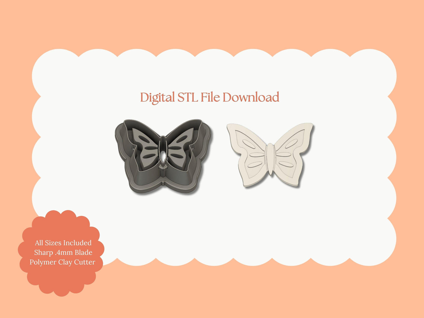 Butterfly No. 6 Clay Cutter | Butterfly No. 6 STL File – Digital Insect Cutter for Nature Earrings & Elegant Clay Crafts
