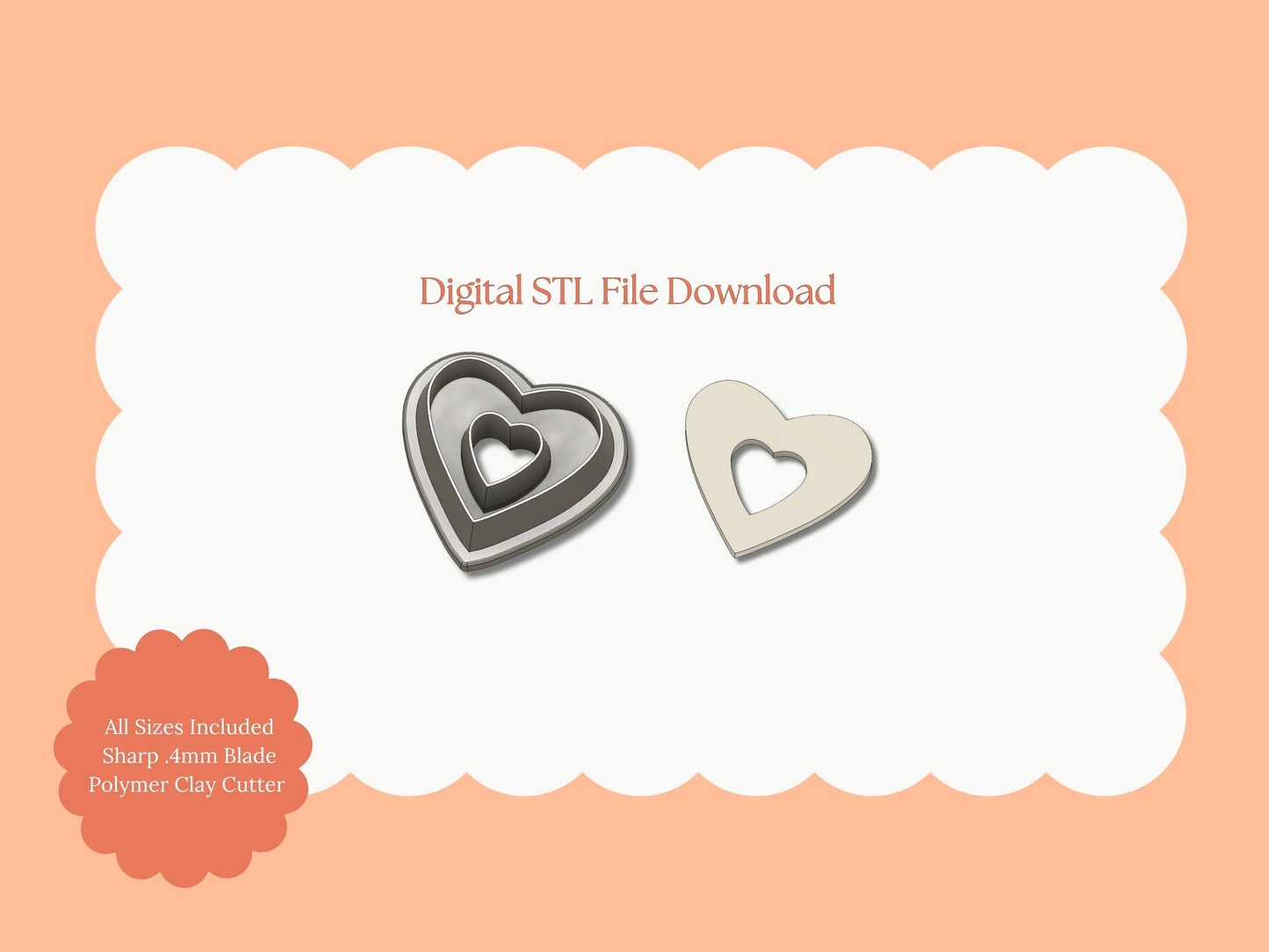 Heart Shape No. 2 Cookie Clay Cutter | Heart Cookie STL File – Digital Valentine Cutter for Sweet Earrings and Love Crafts