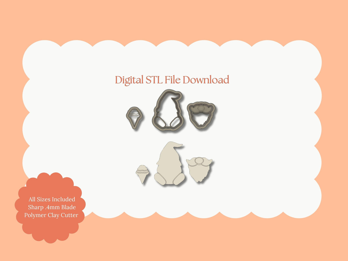 Gnome No. 4 Clay Cutter | Gnome No. 4 STL File – Digital Download Gnome Cutter for Cute Holiday Earrings & DIY Festive Projects