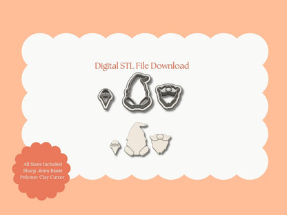 Gnome No. 4 Clay Cutter | Gnome No. 4 STL File – Digital Download Gnome Cutter for Cute Holiday Earrings & DIY Festive Projects