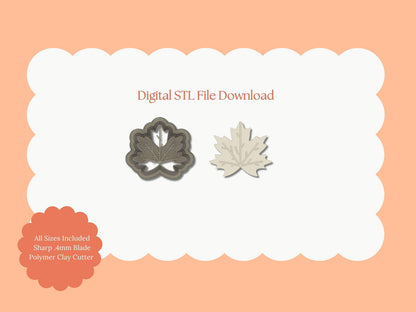 Maple Leaf No. 6 Clay Cutter | Maple Leaf STL File – Digital Fall Leaf Cutter for Rustic Earrings and Autumn Projects
