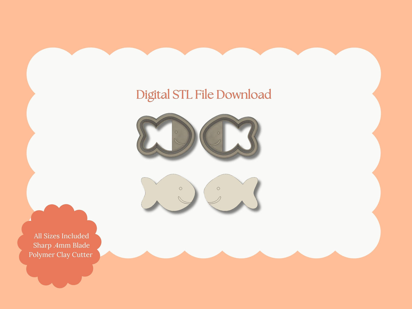 Goldfish Cracker Clay Cutter | Goldfish Cracker STL File – Digital Snack Cutter for Cute Earrings and Food DIY