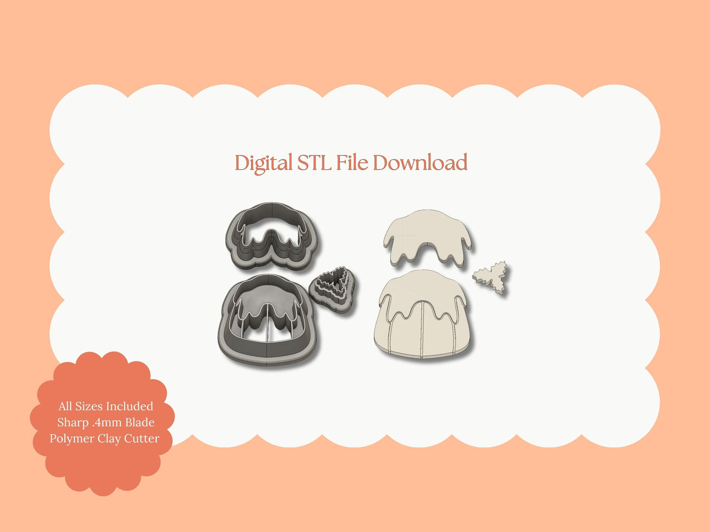 Christmas Pudding No. 2 Clay Cutter | Christmas Pudding No. 2 STL File – Digital Food Cutter for Holiday Earrings & Festive Clay Crafts