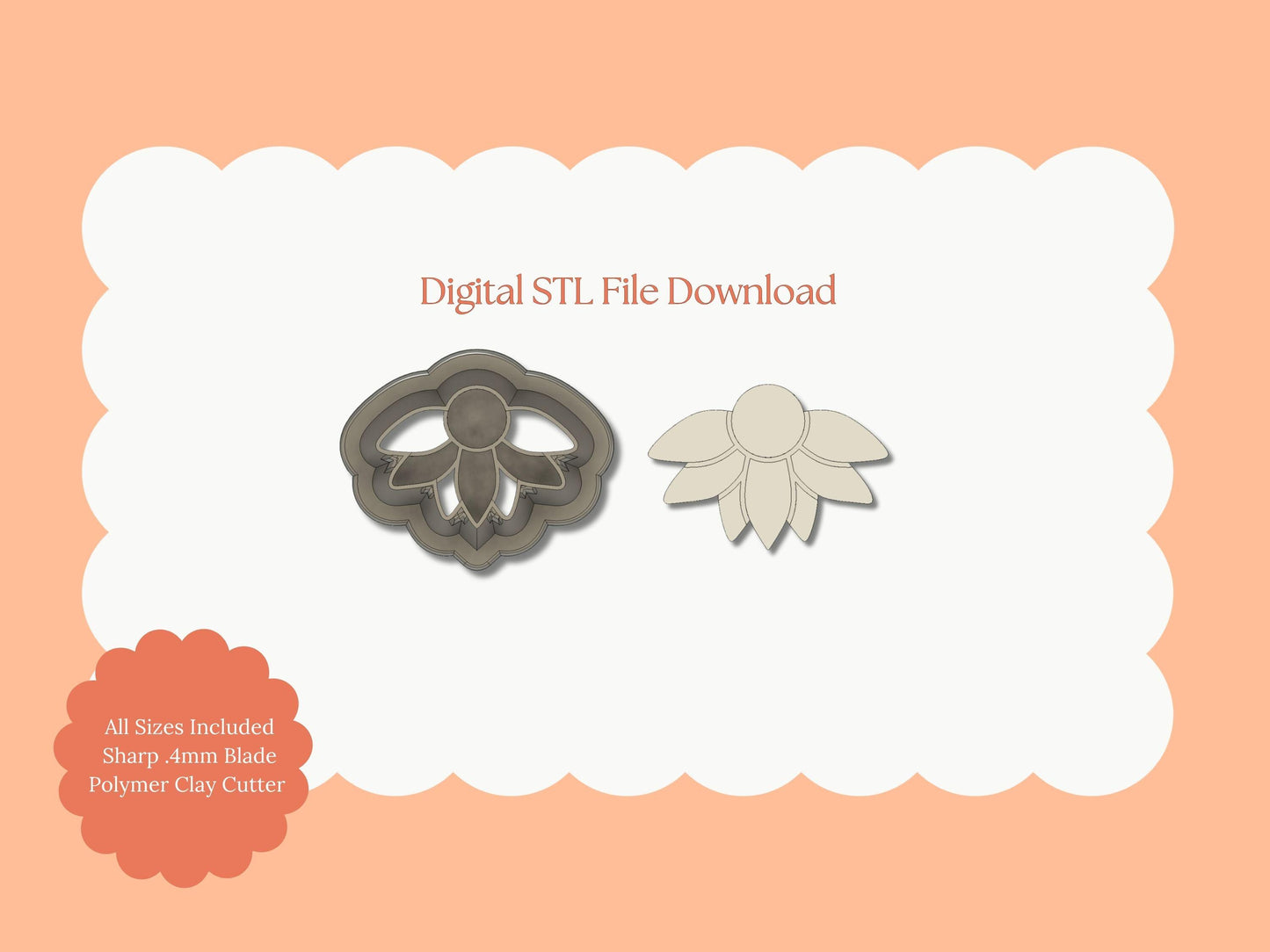 Half Daisy Clay Cutter | Half Daisy STL File – Digital Floral Cutter for Nature Earrings and Spring DIY Crafts