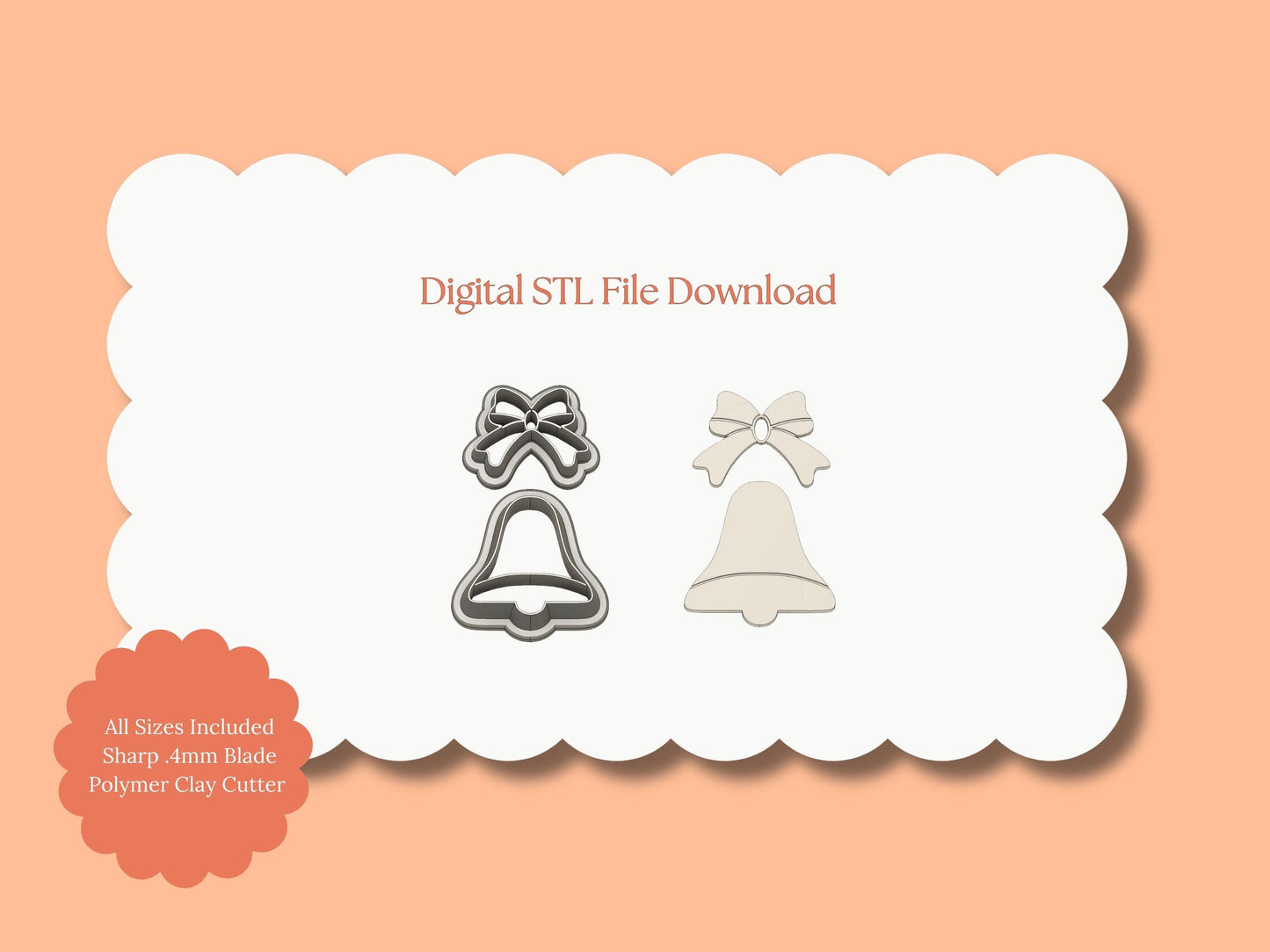 Christmas Bell No. 2 Clay Cutter | Christmas Bell No. 2 STL File – Digital Holiday Cutter for Festive Earrings & Music-Themed Clay Crafts