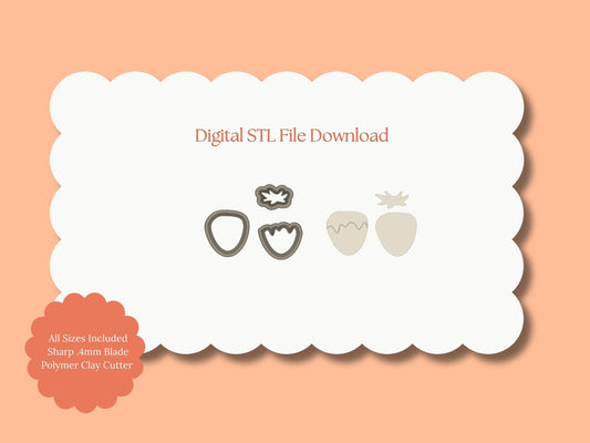 Chocolate Strawberry No. 3 Clay Cutter | Chocolate Strawberry STL File – Digital Valentine Cutter for Dessert Earrings & Cute Clay Crafts