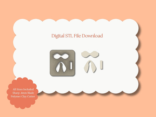 Coquette Ribbon No. 10 Clay Cutter | Coquette Ribbon No. 10 STL File – Digital Fashion Cutter for Elegant Earrings & Cute Clay Crafts