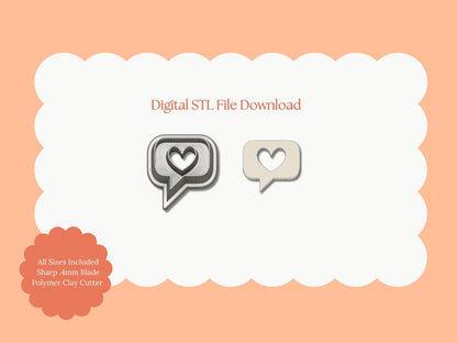 Heart Text Message Cutter | Text Message STL File – Digital Valentine Cutter for Love Note Earrings and Cute Accessories