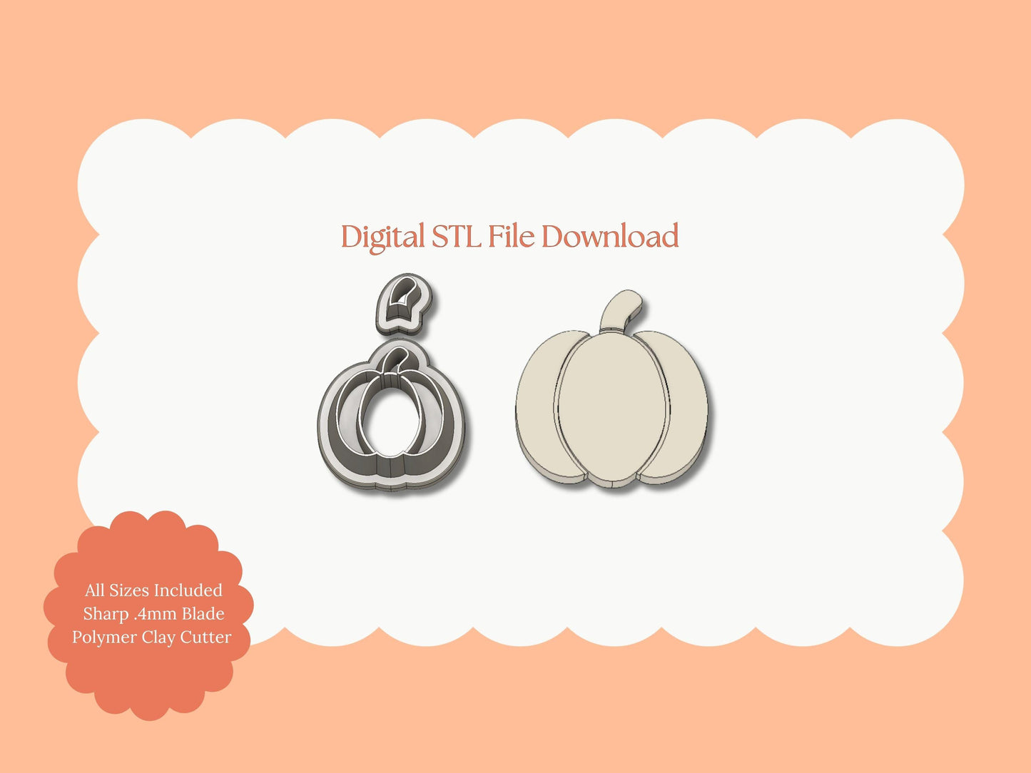 Pumpkin No. 8 Clay Cutter | Pumpkin Digital STL File – Halloween Jack O’Lantern Cutter for Spooky DIY Earrings