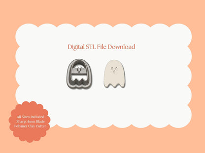 Ghost No. 9 Clay Cutter | Ghost No. 9 STL File – Digital Halloween Clay Cutter for Haunted Earrings & Spooky Crafts