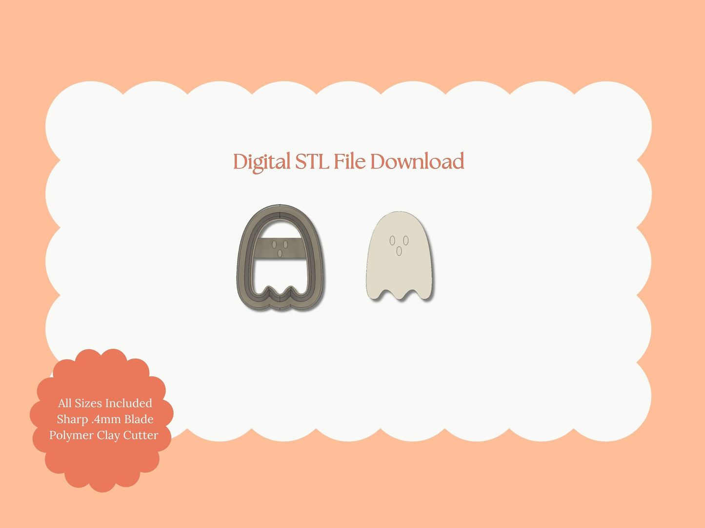 Ghost No. 9 Clay Cutter | Ghost No. 9 STL File – Digital Halloween Clay Cutter for Haunted Earrings & Spooky Crafts