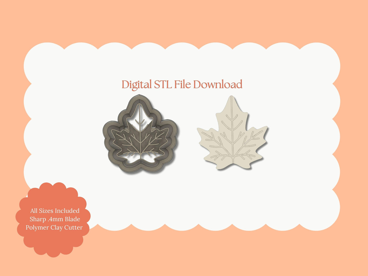 Maple Leaf No. 5 Clay Cutter | Maple Leaf STL File – Digital Harvest Leaf Cutter for Fall Earrings and Crafts