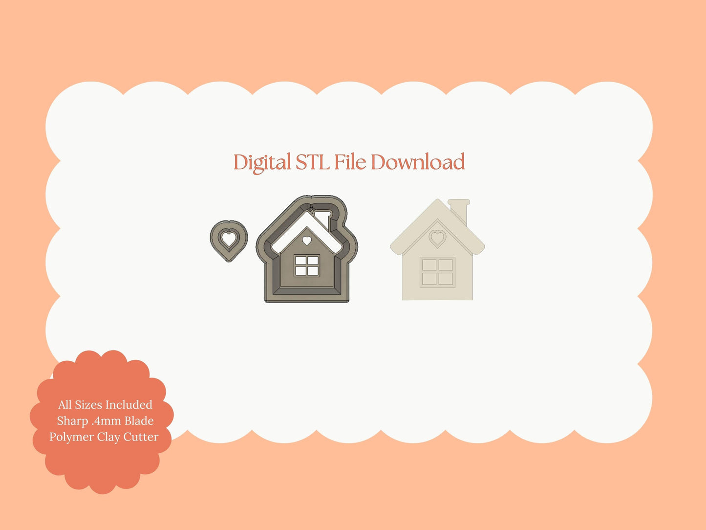 Gingerbread House No. 5 Stud Clay Cutter | Gingerbread House STL File – Digital Holiday Cutter for Cookie Earrings & Festive Crafts
