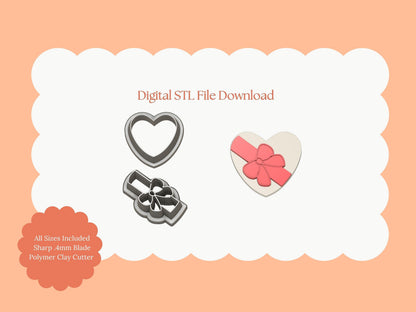 Heart Chocolate Box No. 2 Clay Cutter | Chocolate Box No. 2 STL File – Digital Valentine Cutter for Sweet Earrings and Romantic DIY