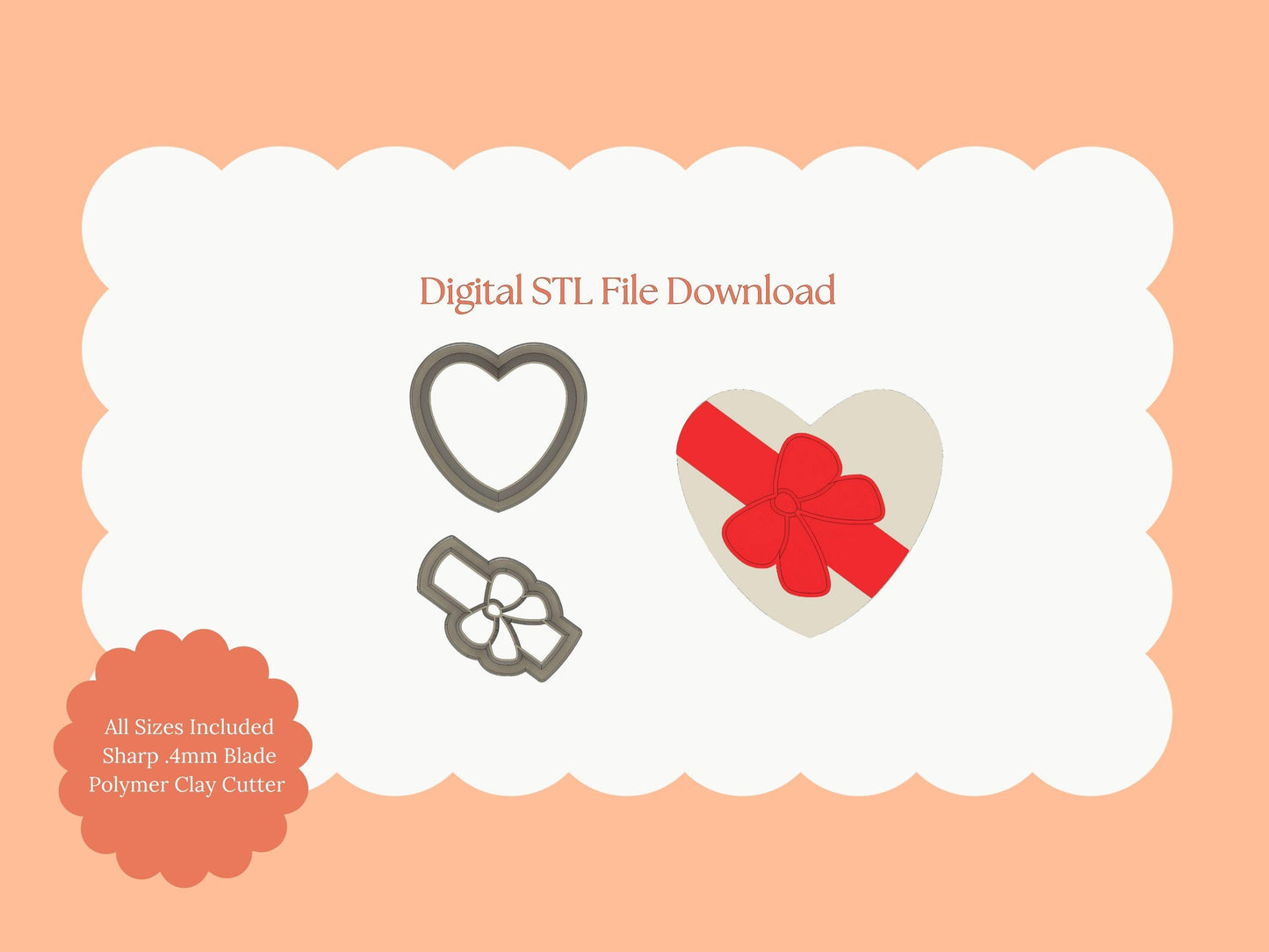 Heart Chocolate Box No. 2 Clay Cutter | Chocolate Box No. 2 STL File – Digital Valentine Cutter for Sweet Earrings and Romantic DIY