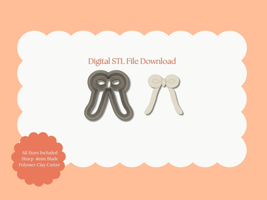 Coquette Valentine Bow No. 1 Clay Cutter | Coquette Bow No. 1 STL File – Digital Valentine Cutter for Romantic Earrings & Cute Clay Crafts