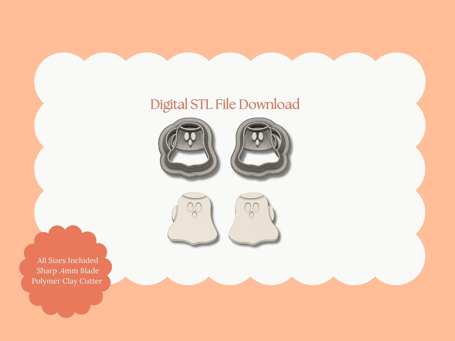 Ghost Mug Clay Cutter | Ghost Mug STL File – Digital Halloween Cutter for Spooky Coffee Earrings & Haunted Crafts