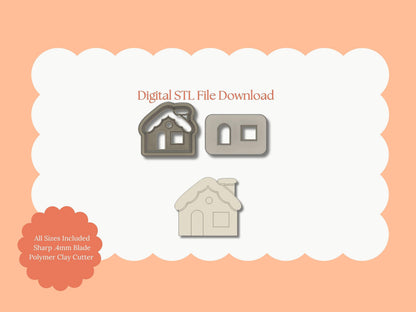 Gingerbread House No. 4 Clay Cutter | Gingerbread House STL File – Digital Cookie Cutter for Christmas Earrings & Winter Crafts