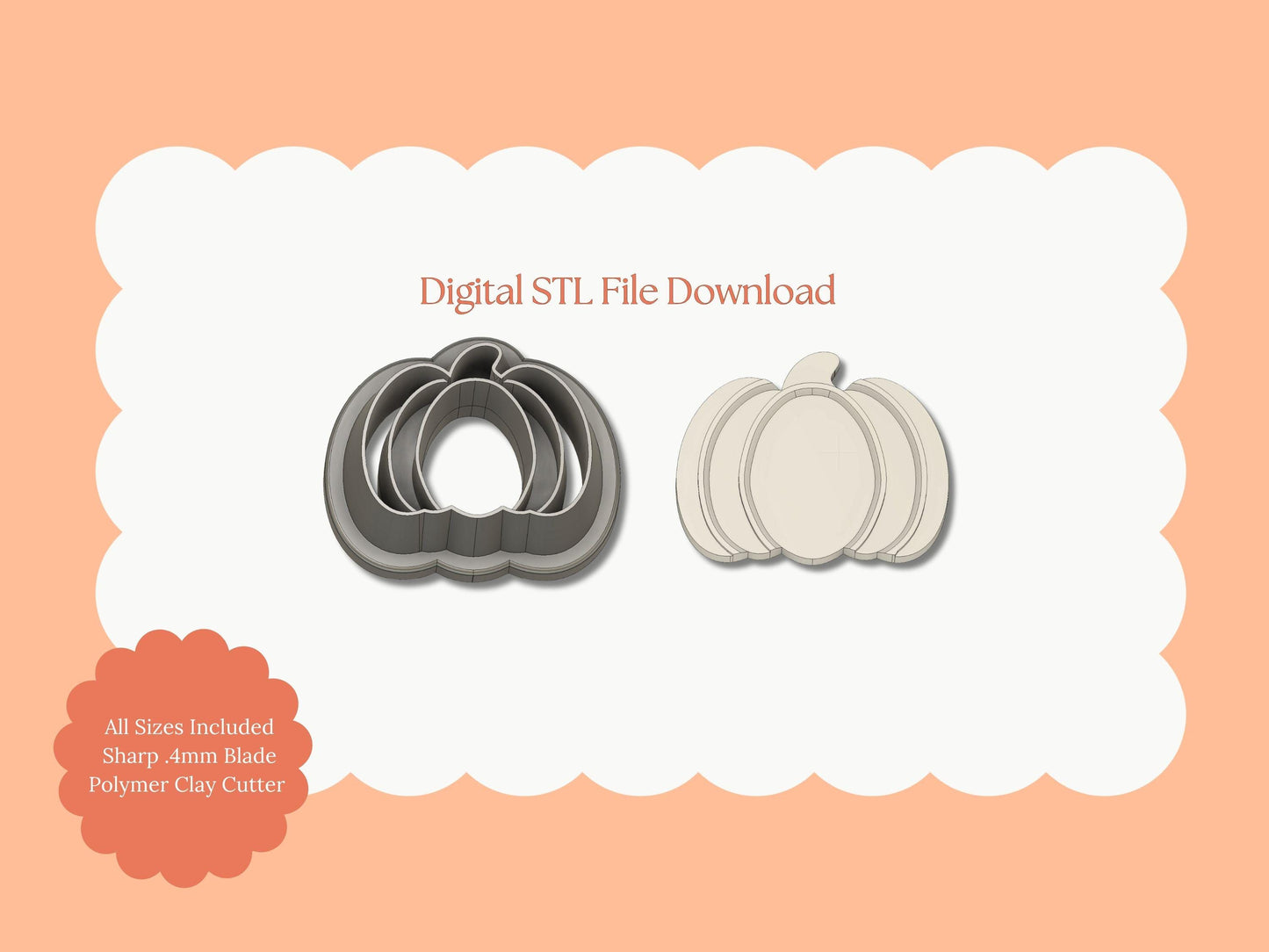 Pumpkin No. 6 Clay Cutter | Pumpkin STL File – Digital Thanksgiving Pumpkin Spice Cutter for Fall Earrings